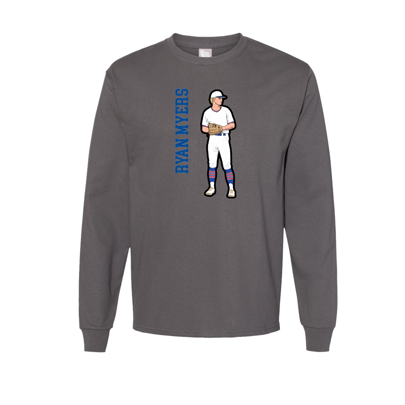 Long Sleeve Tee — Name Vertical in Grey