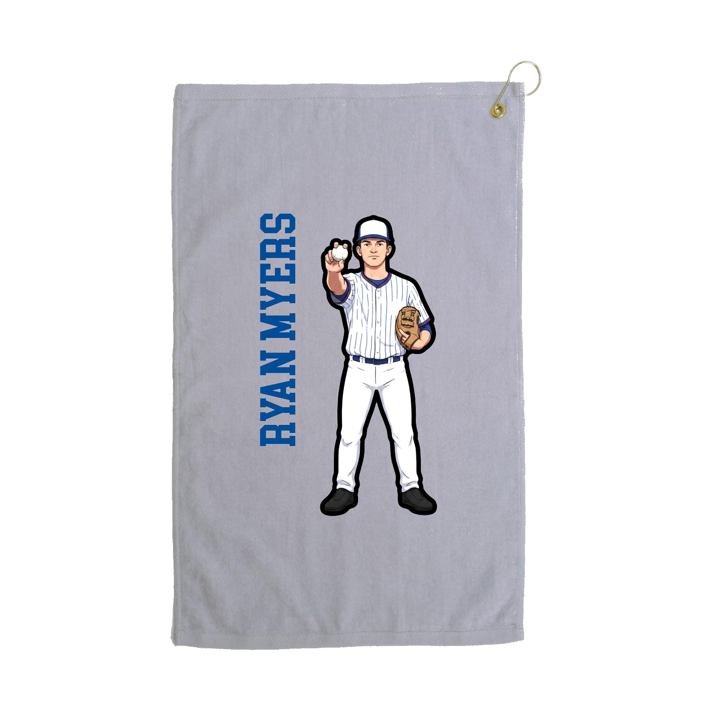 Golf Towel — Name Vertical in Grey