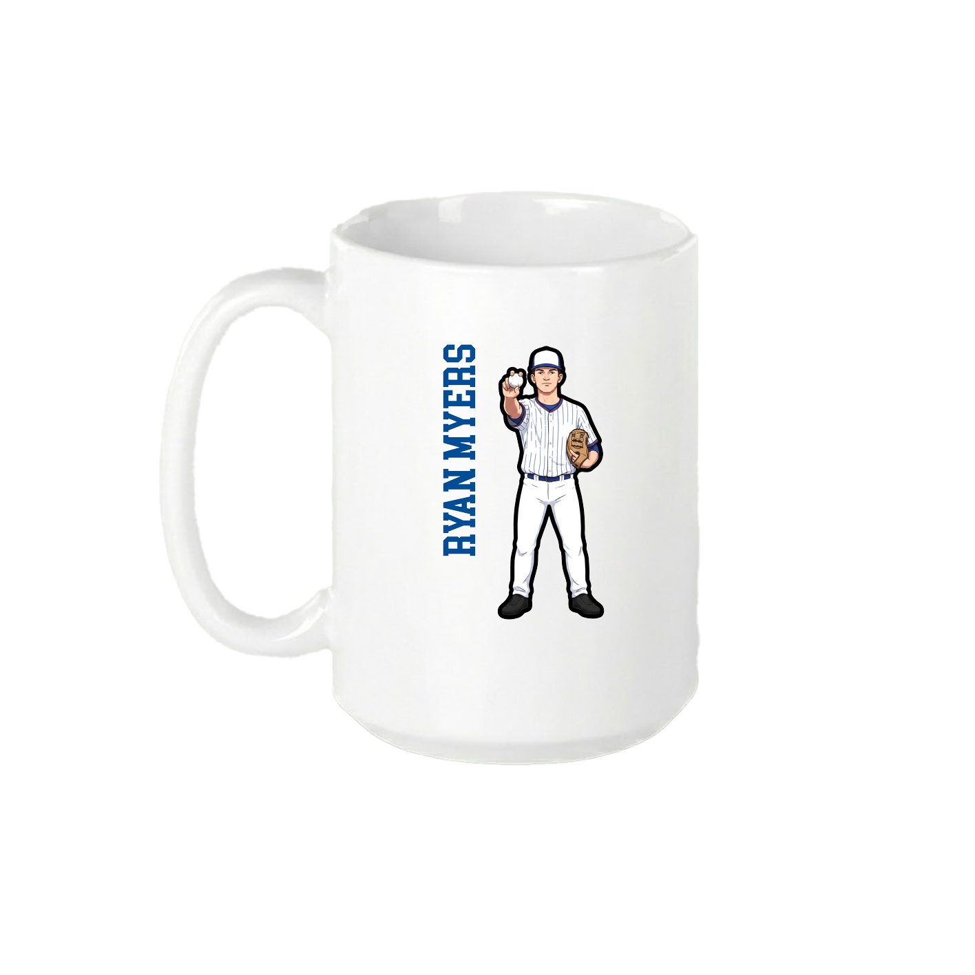 15oz Coffee Mug — Name Vertical in White