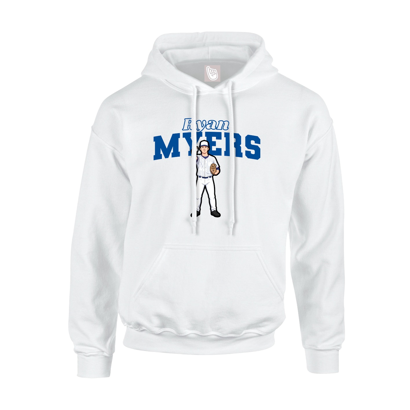 Youth Hoodie — Name Arch in White