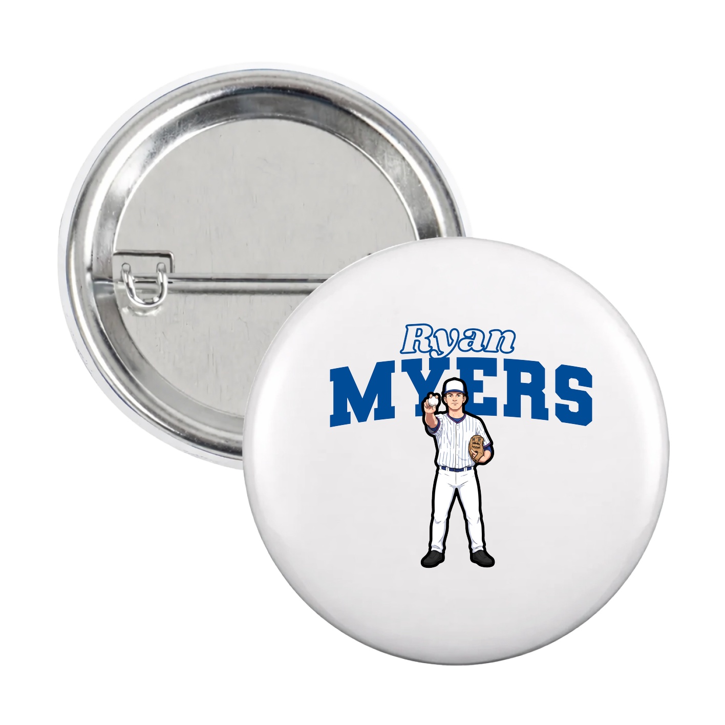 Game Day Button — Name Arch in White