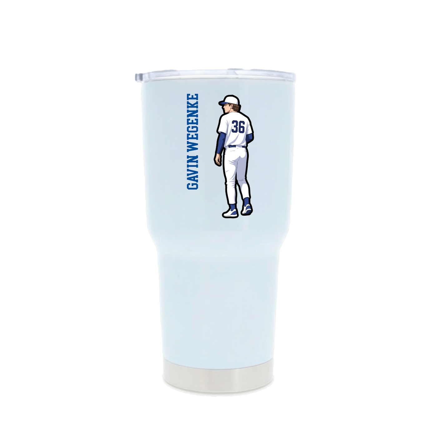 30oz Stainless Steel Tumbler — Name Vertical in White
