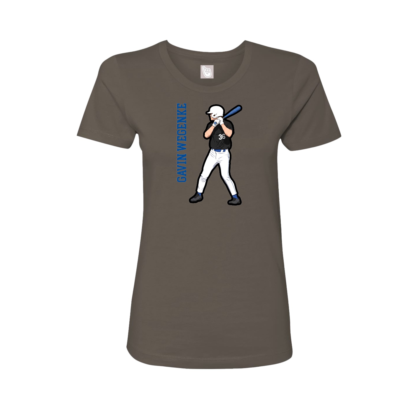 Fitted Women's Tee — Name Vertical in Grey