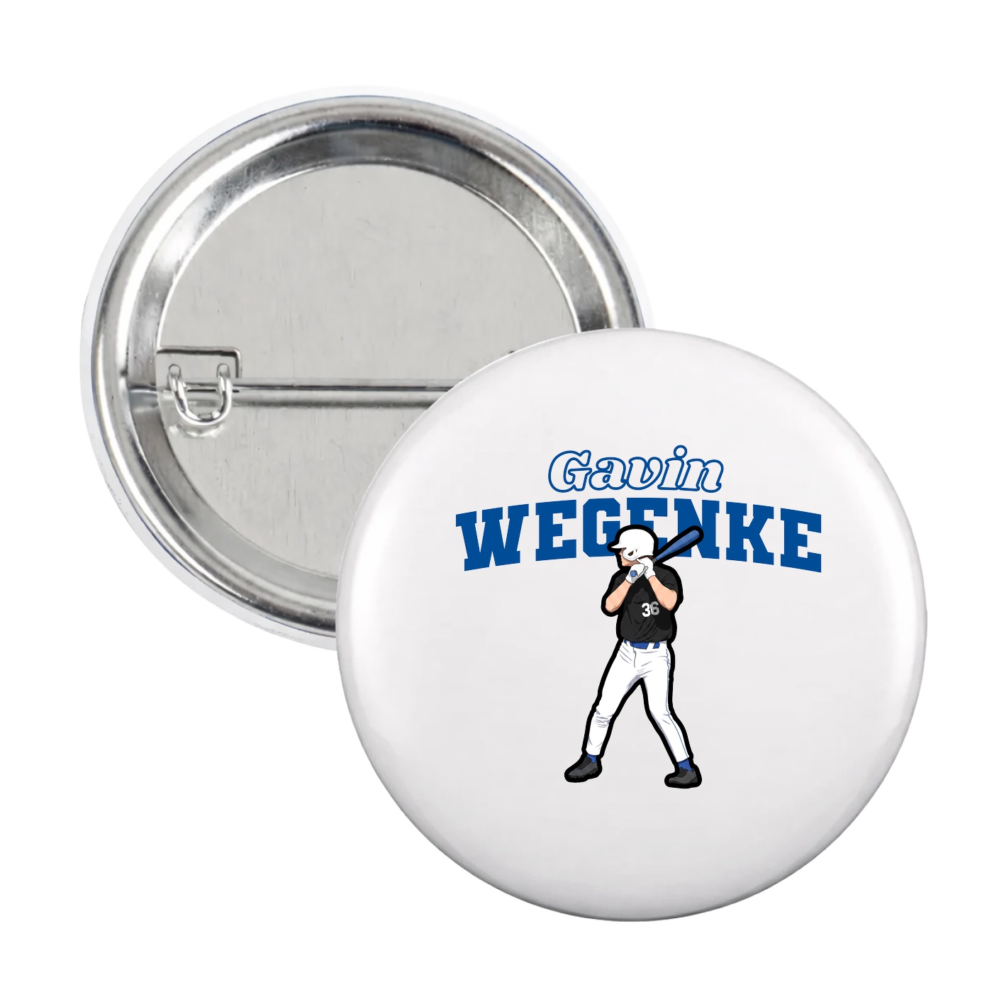 Game Day Button — Name Arch in White