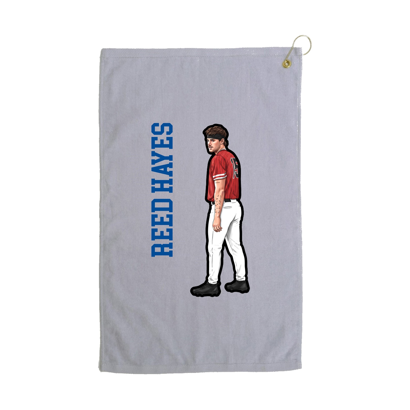 Golf Towel — Name Vertical in Grey