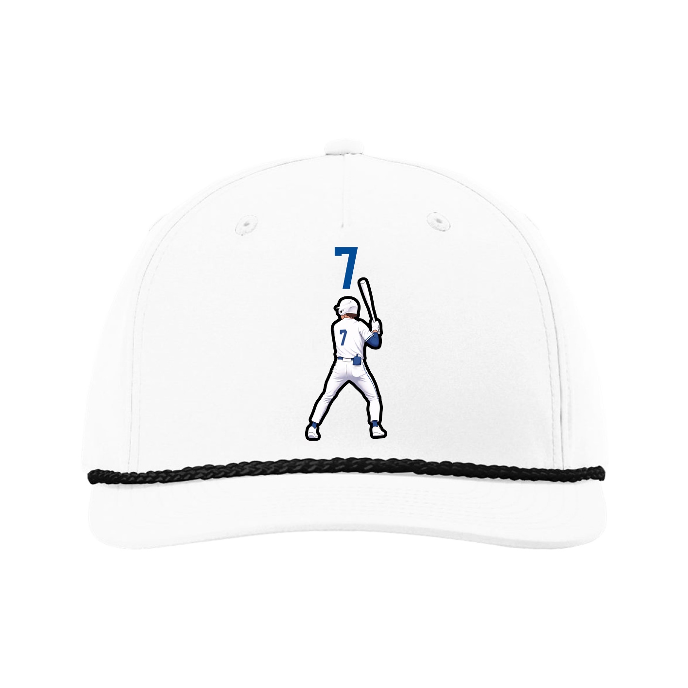Five-Panel Classic Rope Cap — Number Top in White