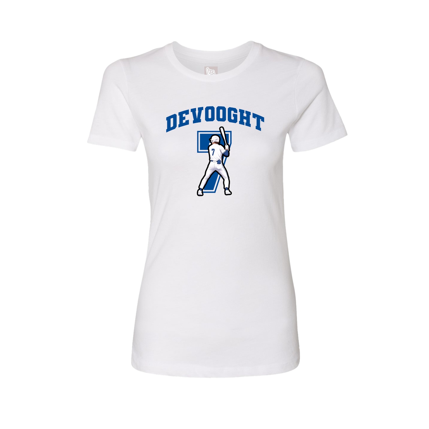 Fitted Women's Tee — Number in White
