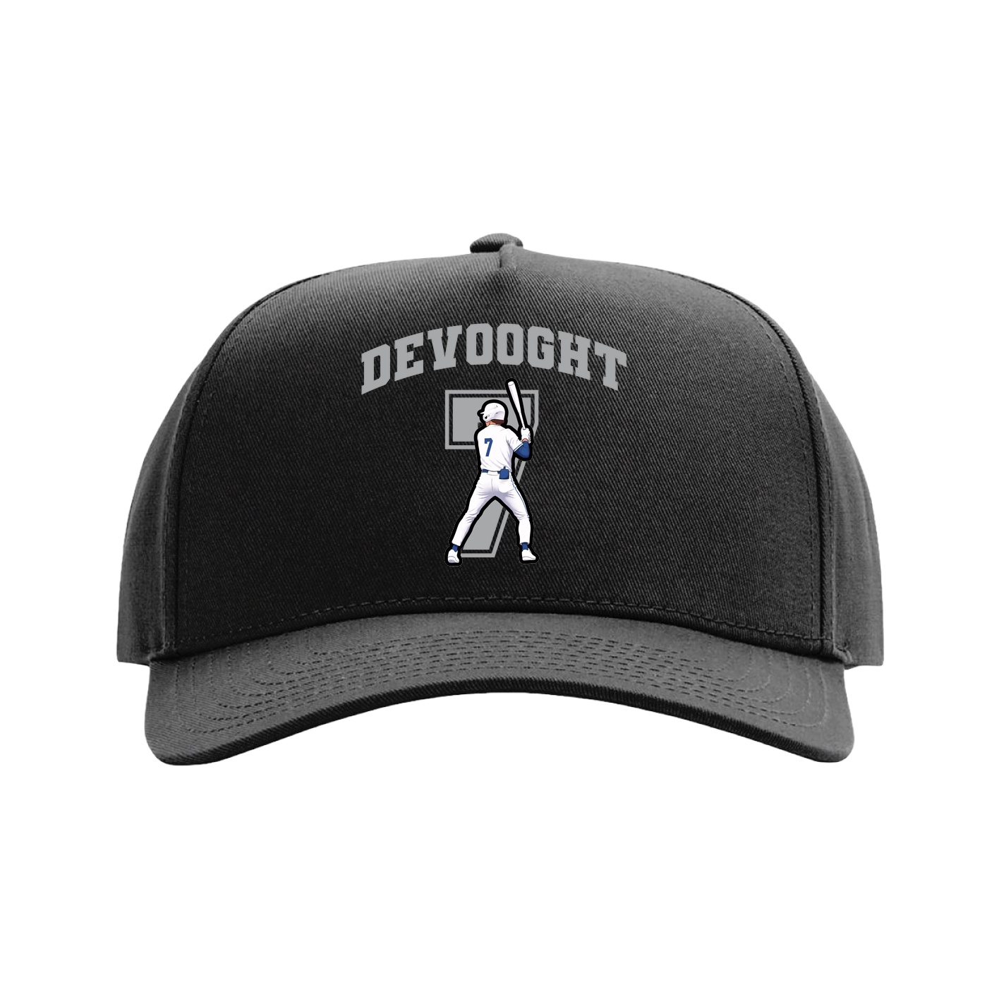 Full Fabric Five-Panel Champ Cap — Number in Black