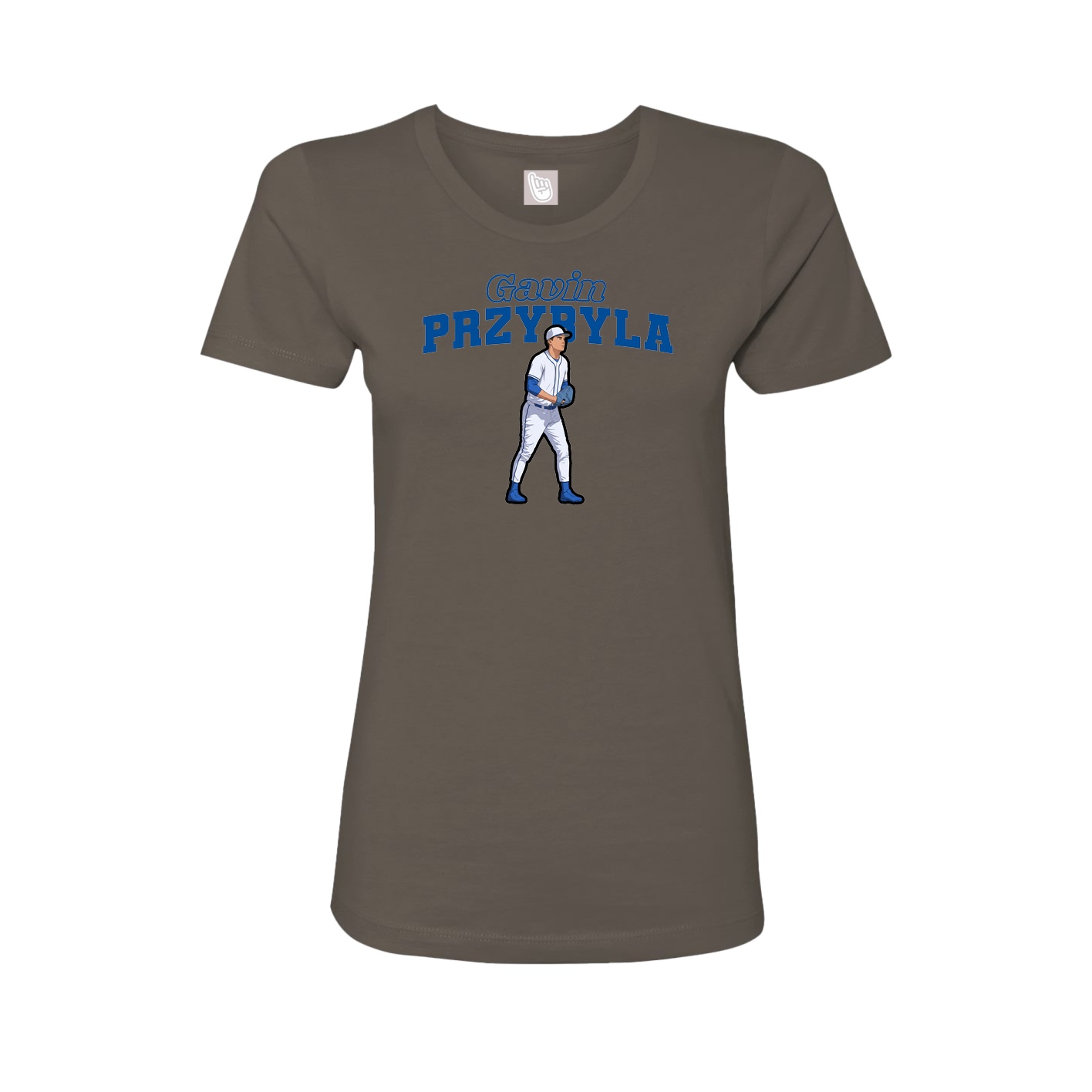 Fitted Women's Tee — Name Arch in Grey