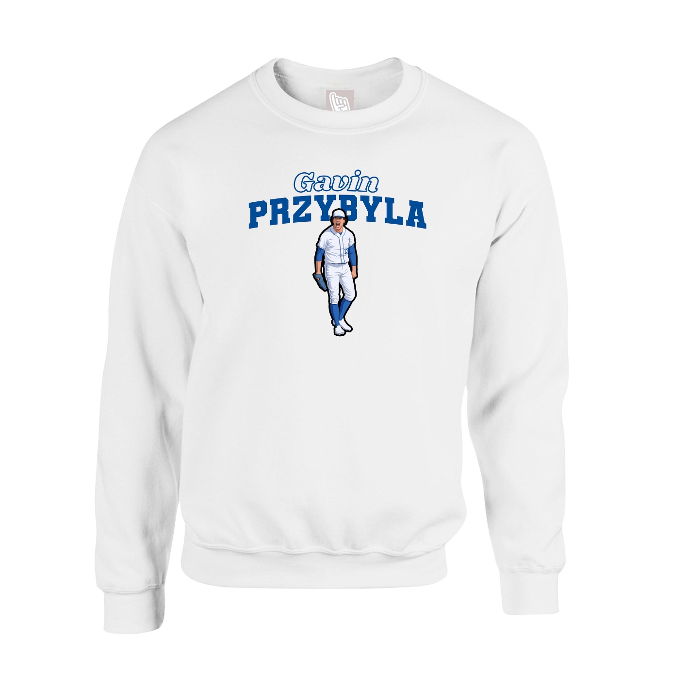 Fleece Crew — Name Arch in White