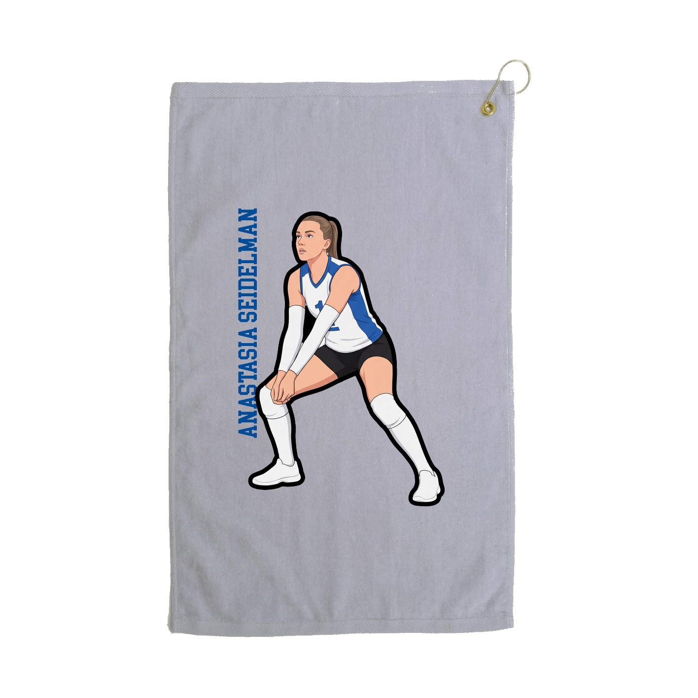 Golf Towel — Name Vertical in Grey