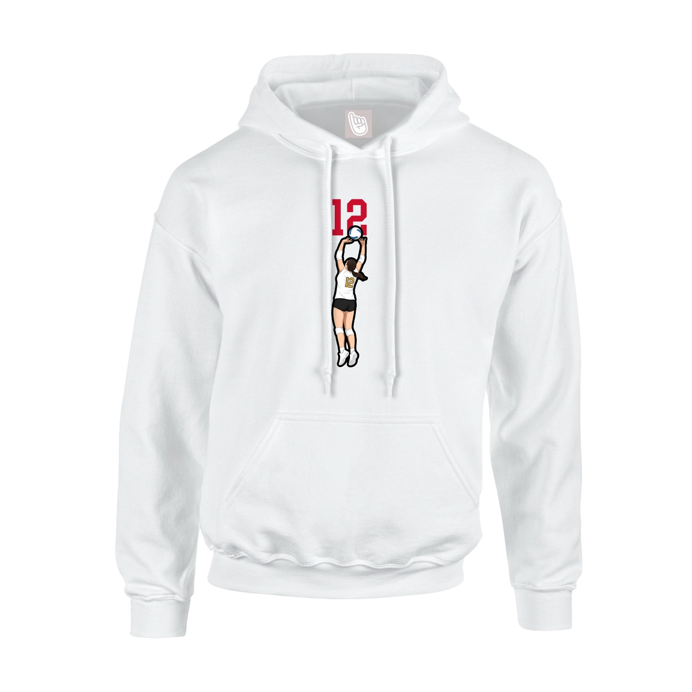 Youth Hoodie — Number Top in White