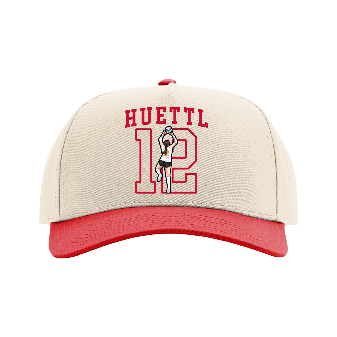Full Fabric Five-Panel Champ Cap — Shirsey in Cream/Red
