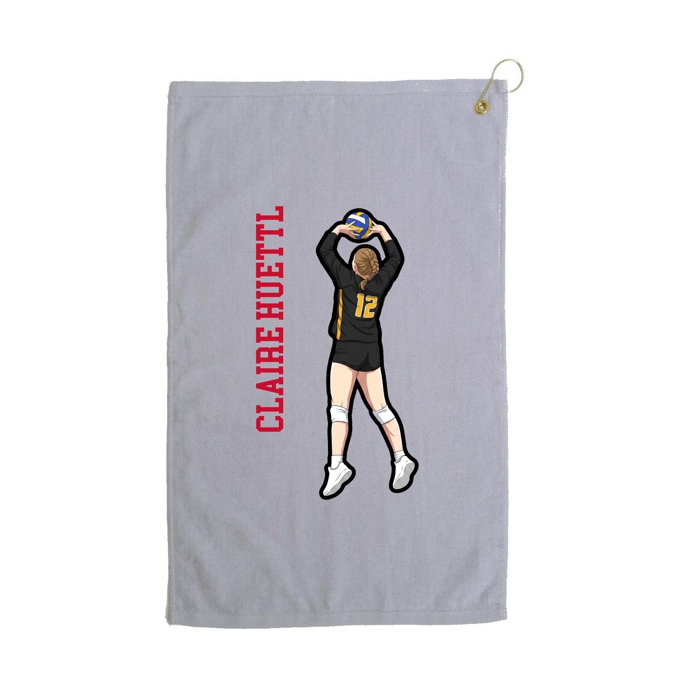 Golf Towel — Name Vertical in Grey