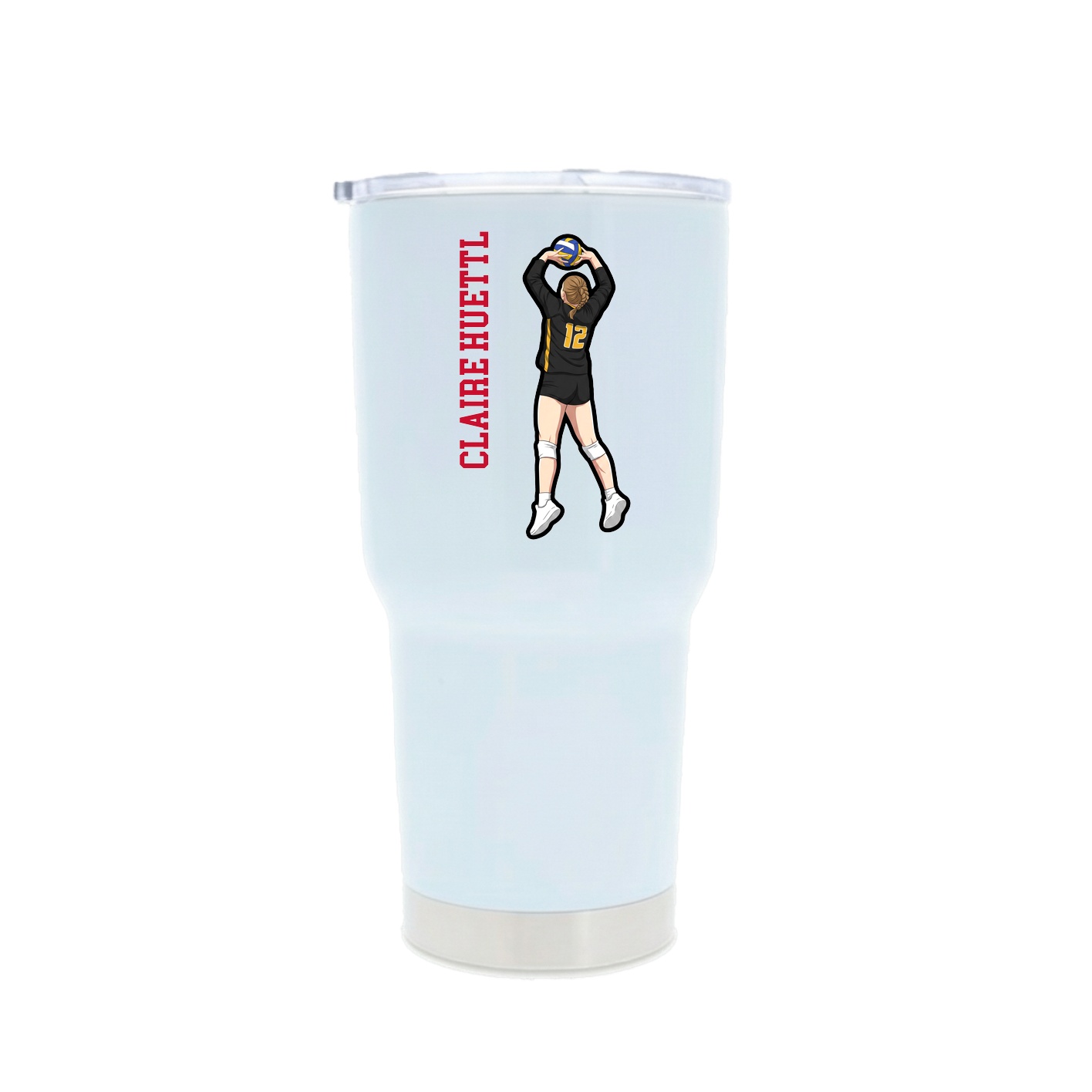 30oz Stainless Steel Tumbler — Name Vertical in White
