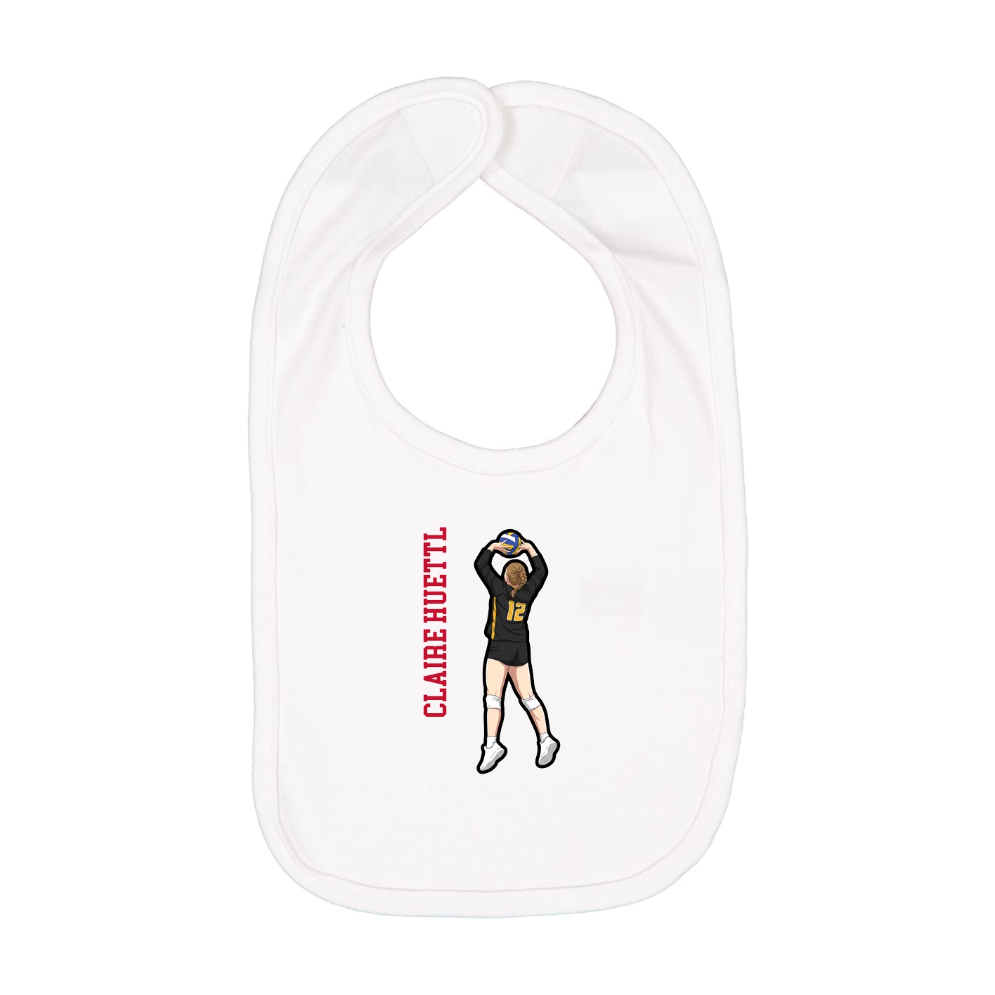 Infant Bib — Name Vertical in White