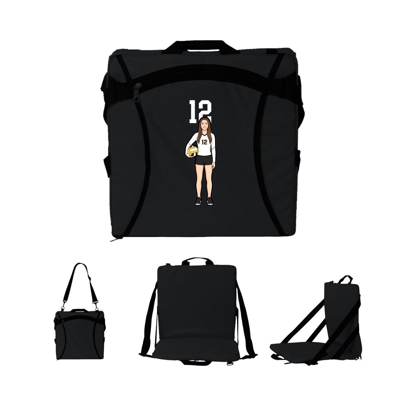 Folding Stadium Seat — Number Top in Black