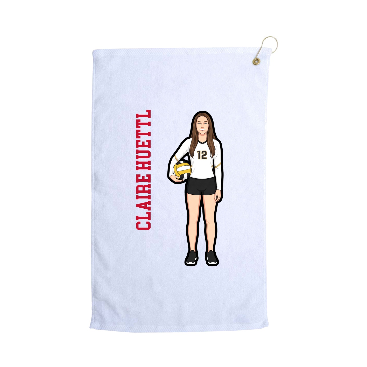 Golf Towel — Name Vertical in White