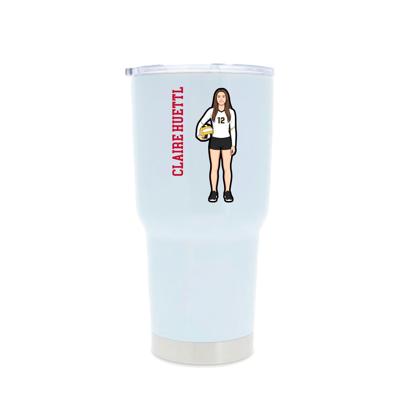30oz Stainless Steel Tumbler — Name Vertical in White