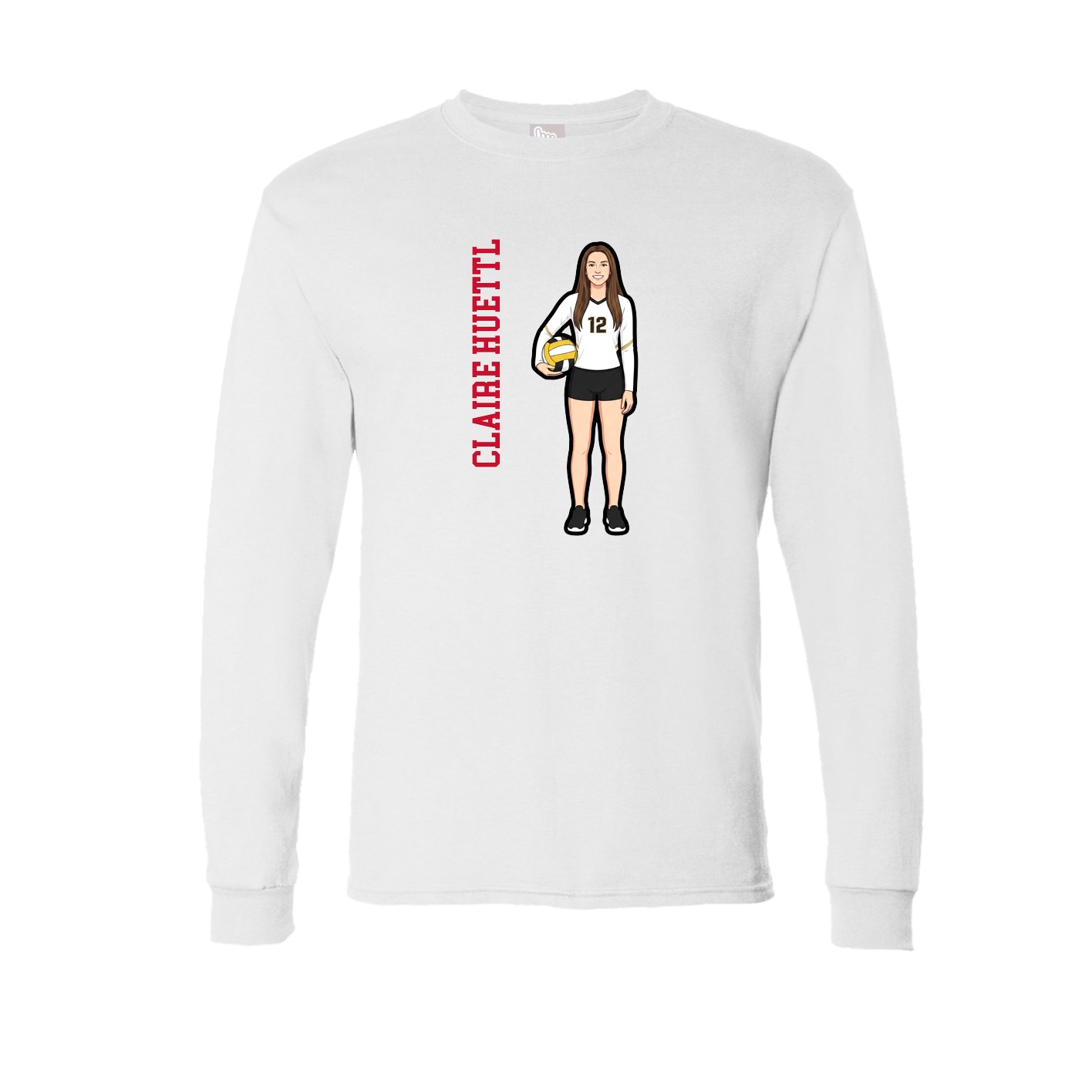 Long Sleeve Tee — Name Vertical in White