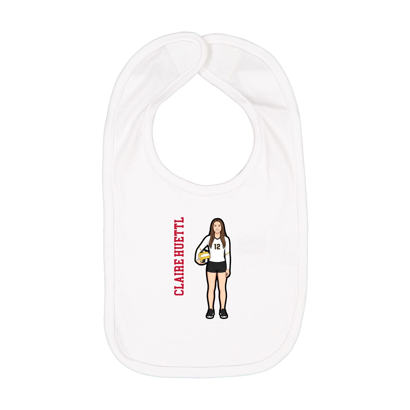 Infant Bib — Name Vertical in White