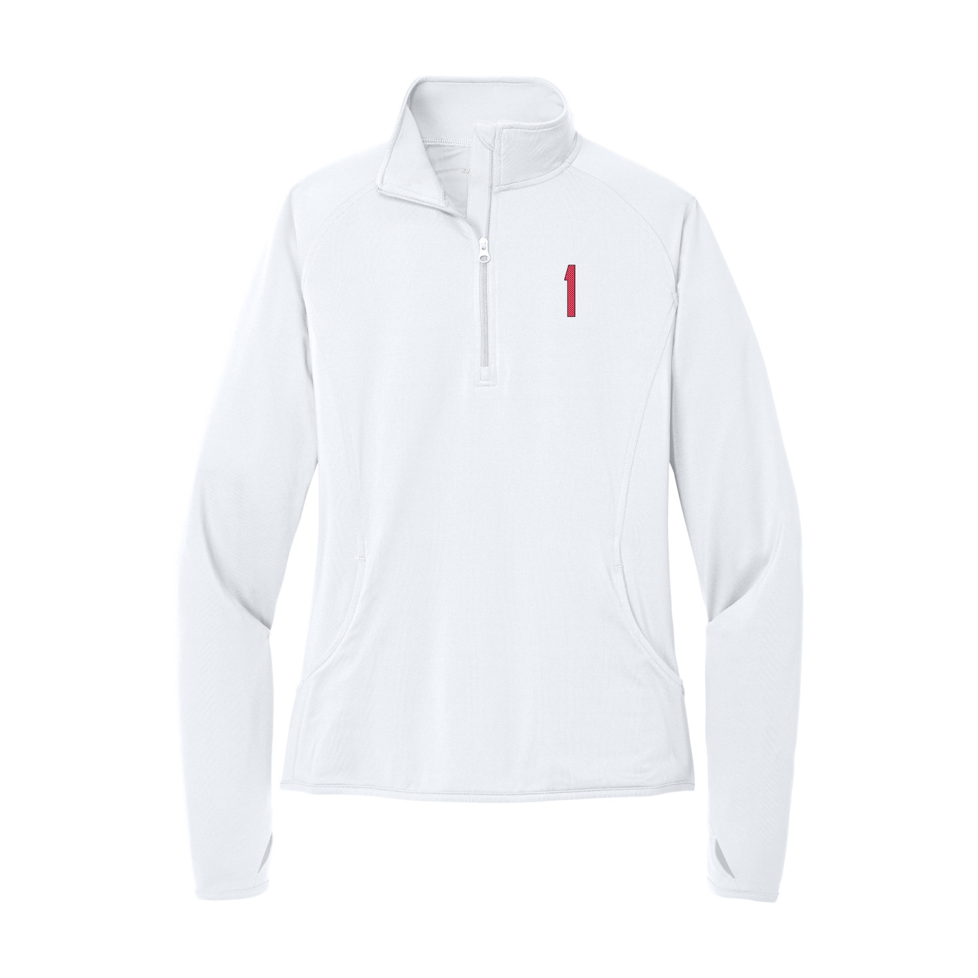 Women's Q-Zip Pullover — Front Shirsy in White