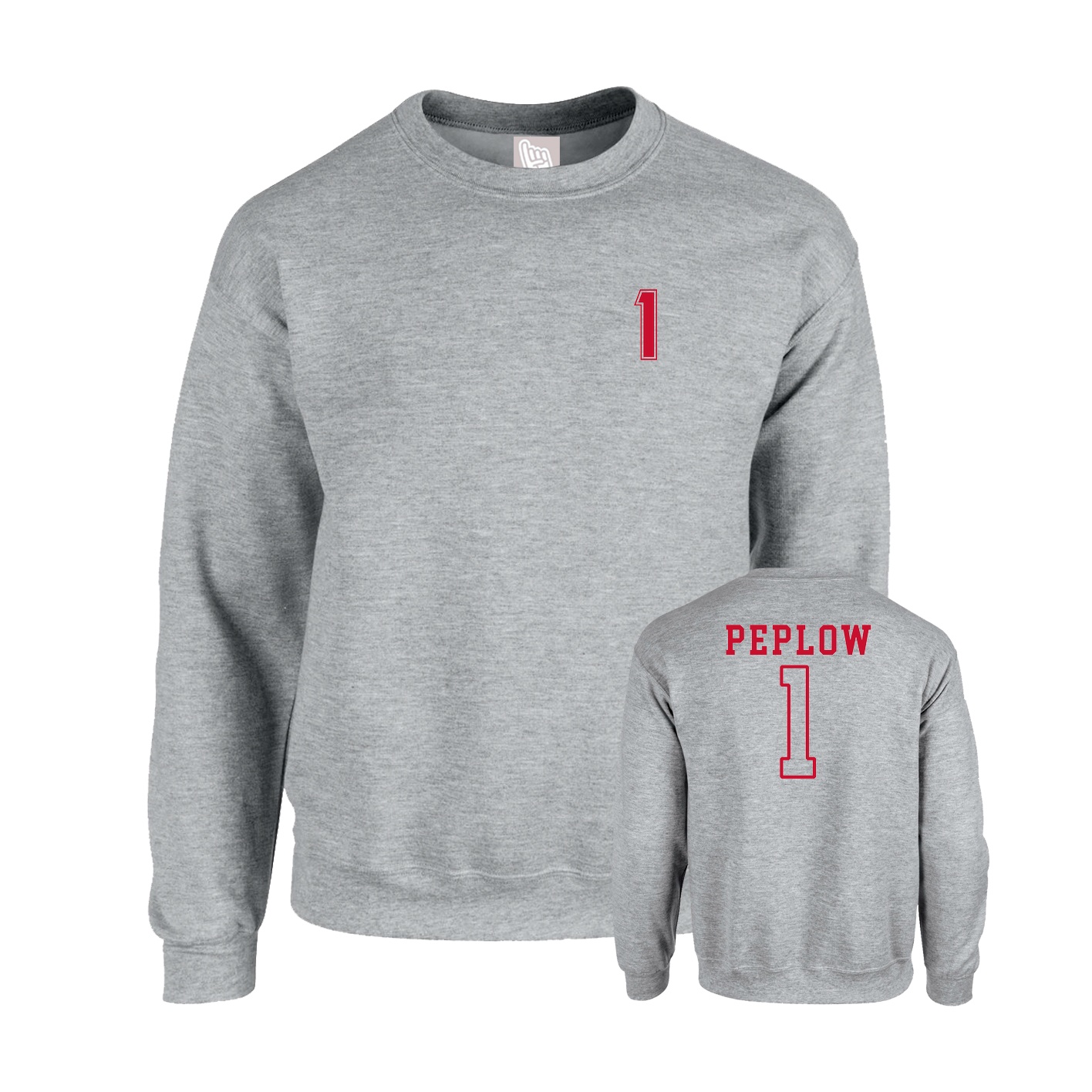 Fleece Crew — Chest Back in Grey