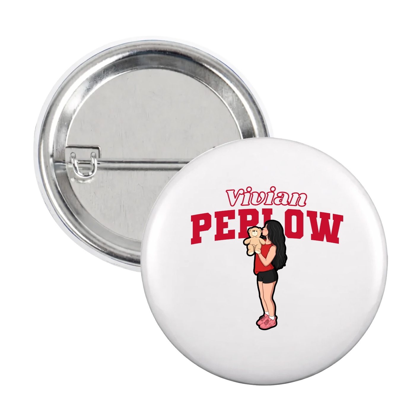Game Day Button — Name Arch in White