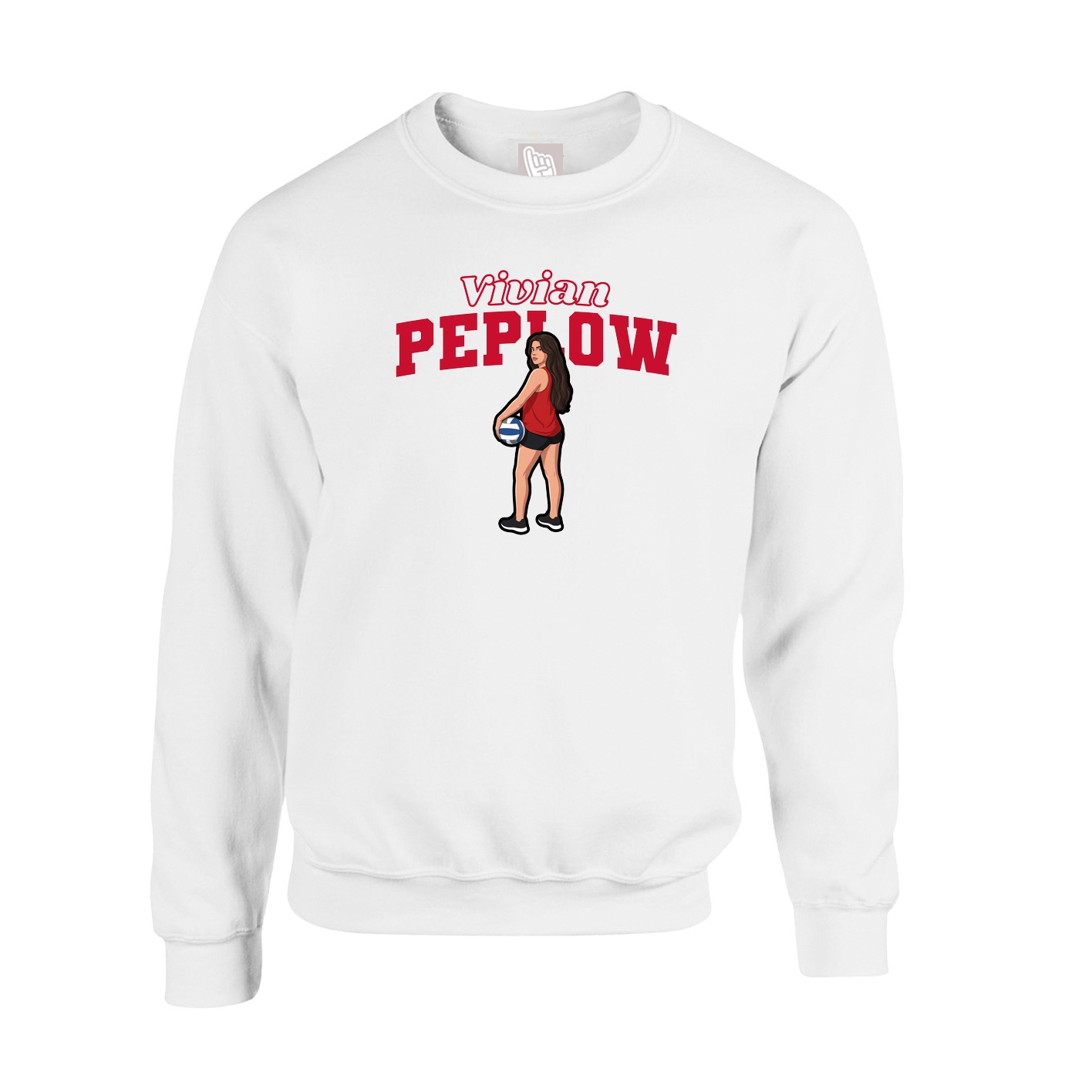 Fleece Crew — Name Arch in White