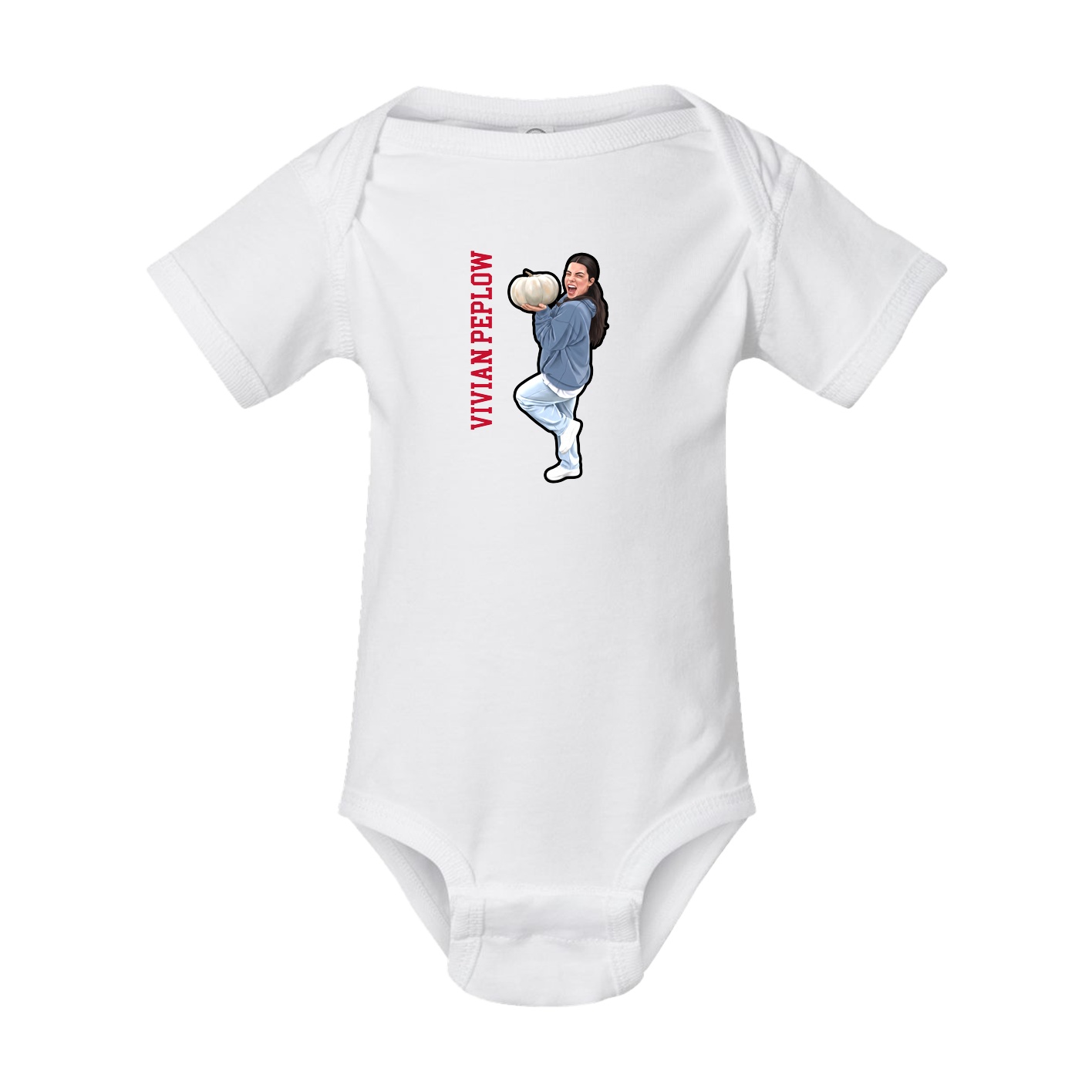 Baby Onesie — Name Vertical in White