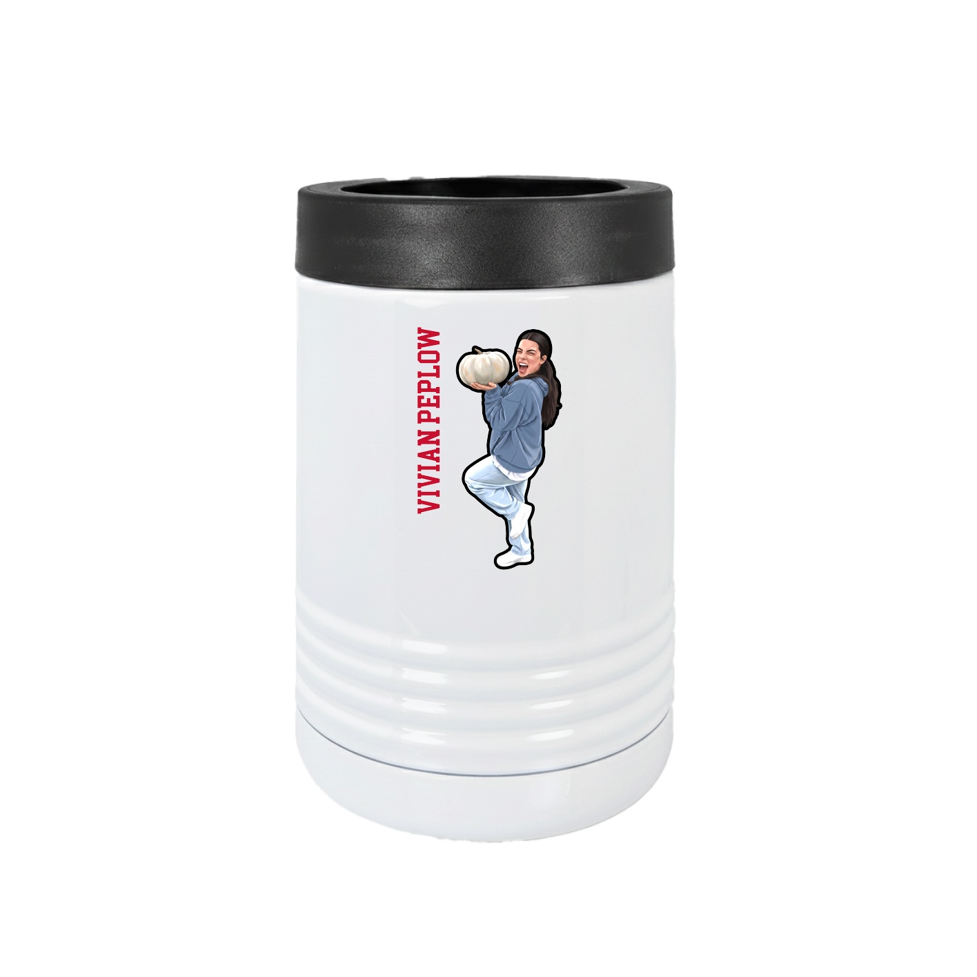 Beverage Holder — Name Vertical in White