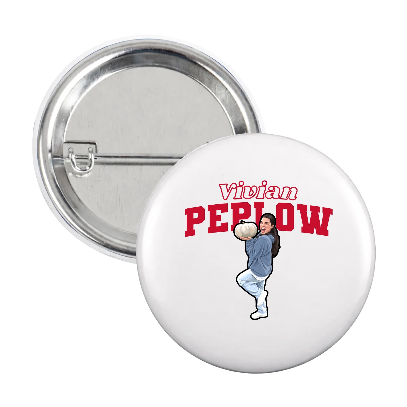 Game Day Button — Name Arch in White