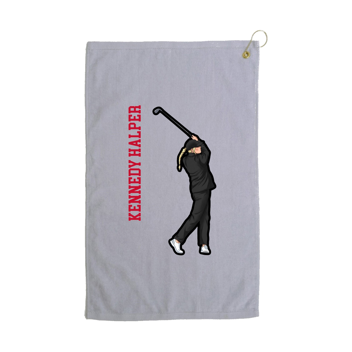 Golf Towel — Name Vertical in Grey