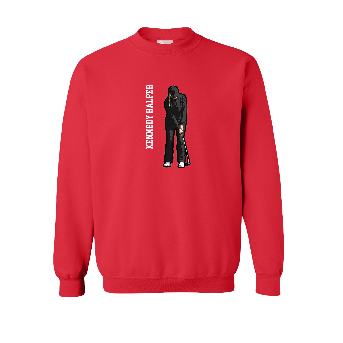 Fleece Crew — Name Vertical in Red