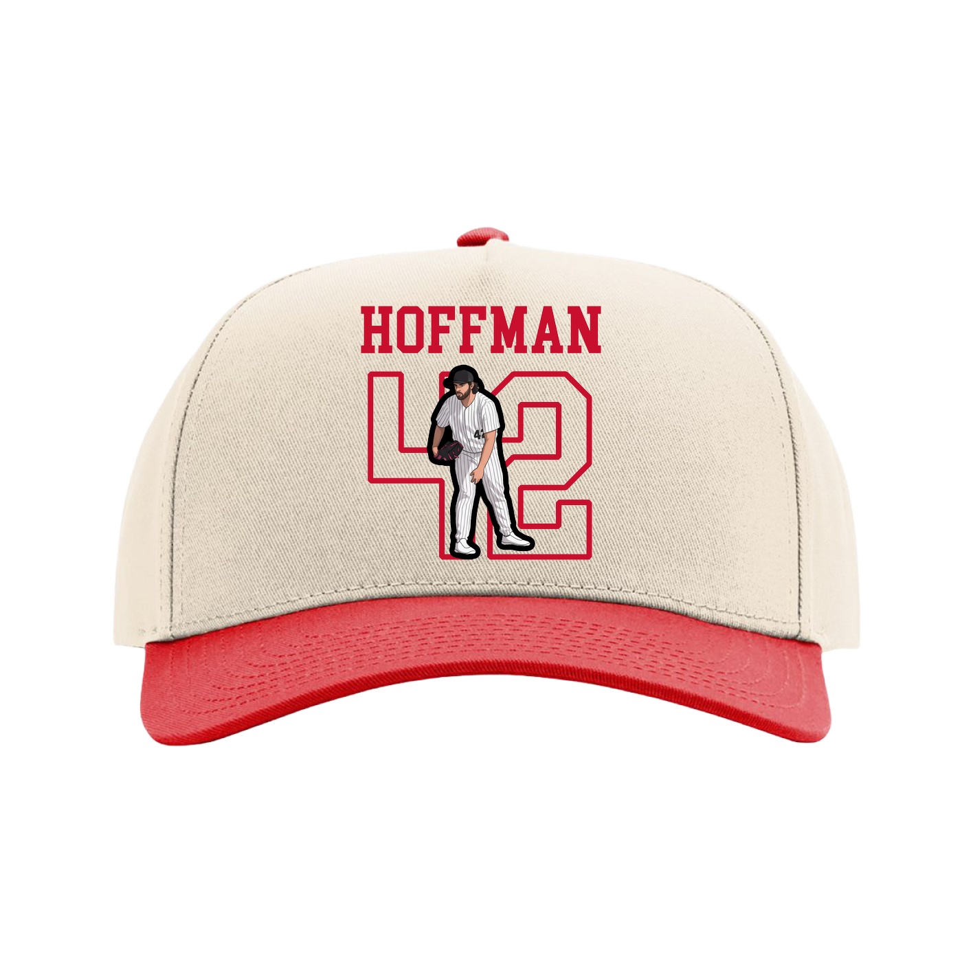 Full Fabric Five-Panel Champ Cap — Shirsey in Cream/Red