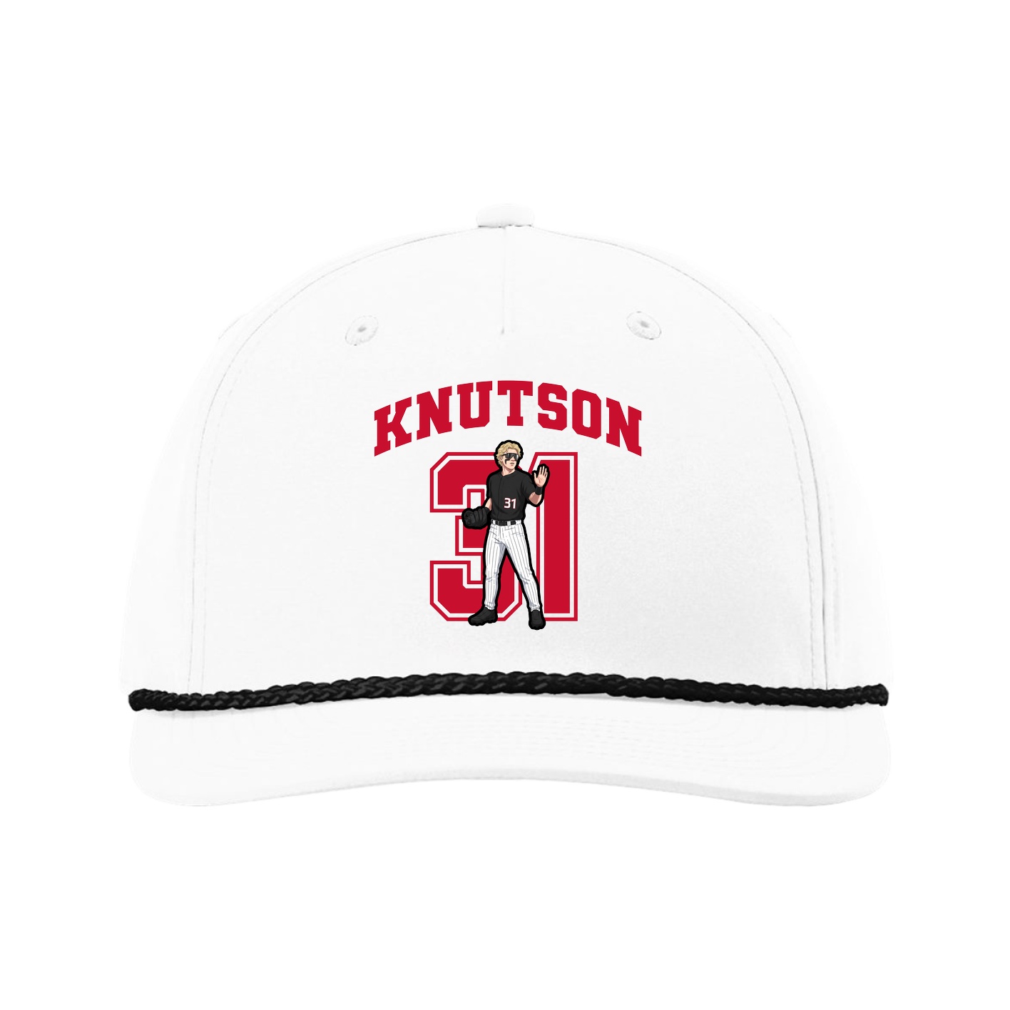 Five-Panel Classic Rope Cap — Number in White