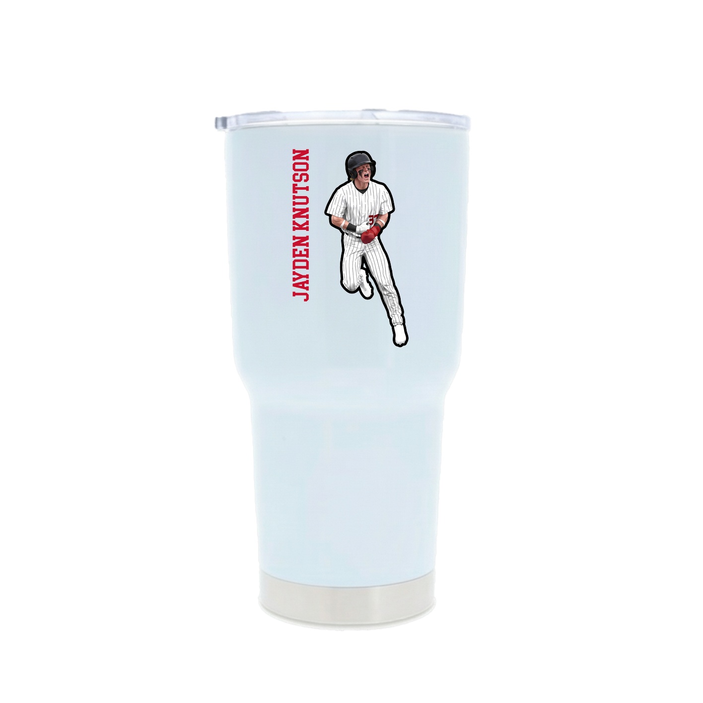 30oz Stainless Steel Tumbler — Name Vertical in White