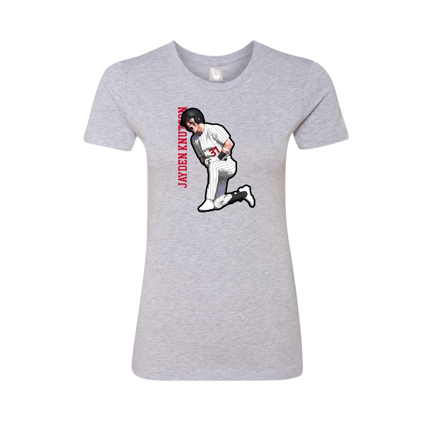Fitted Women's Tee — Name Vertical in Grey
