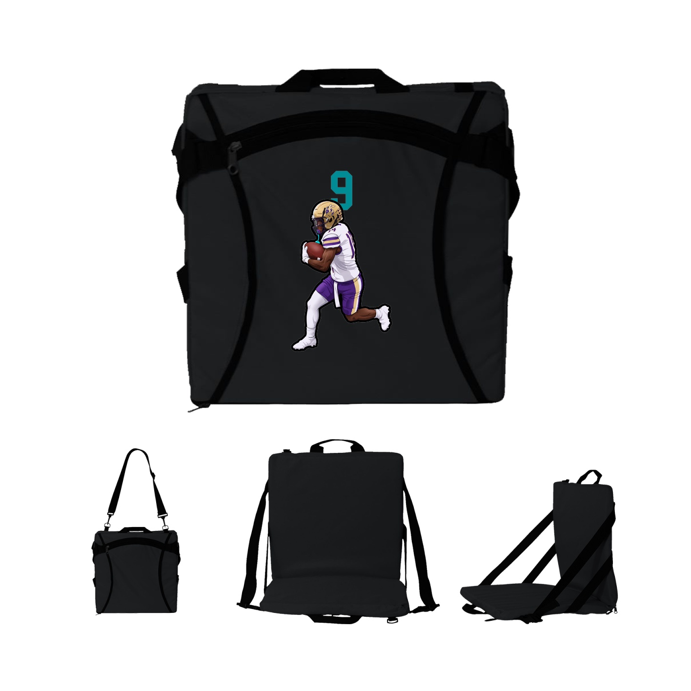 Folding Stadium Seat — Number Top in Black