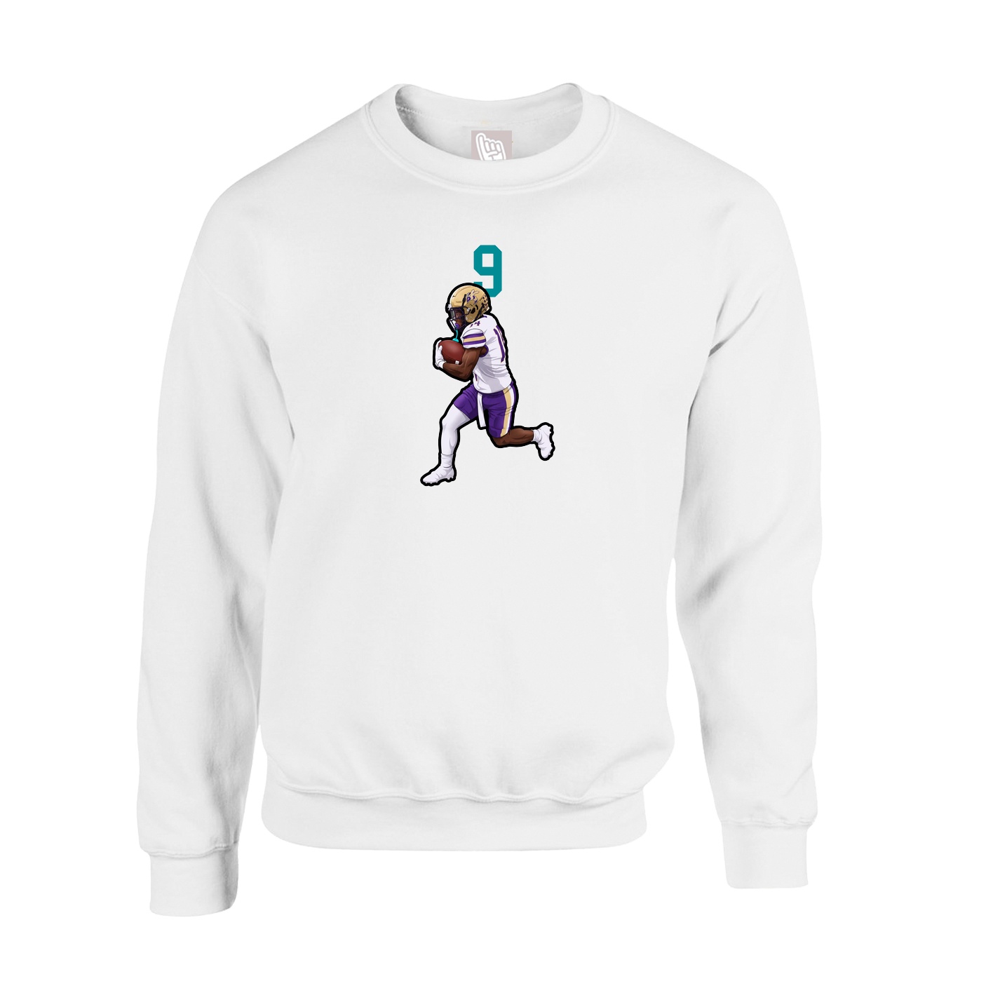 Fleece Crew — Number Top in White