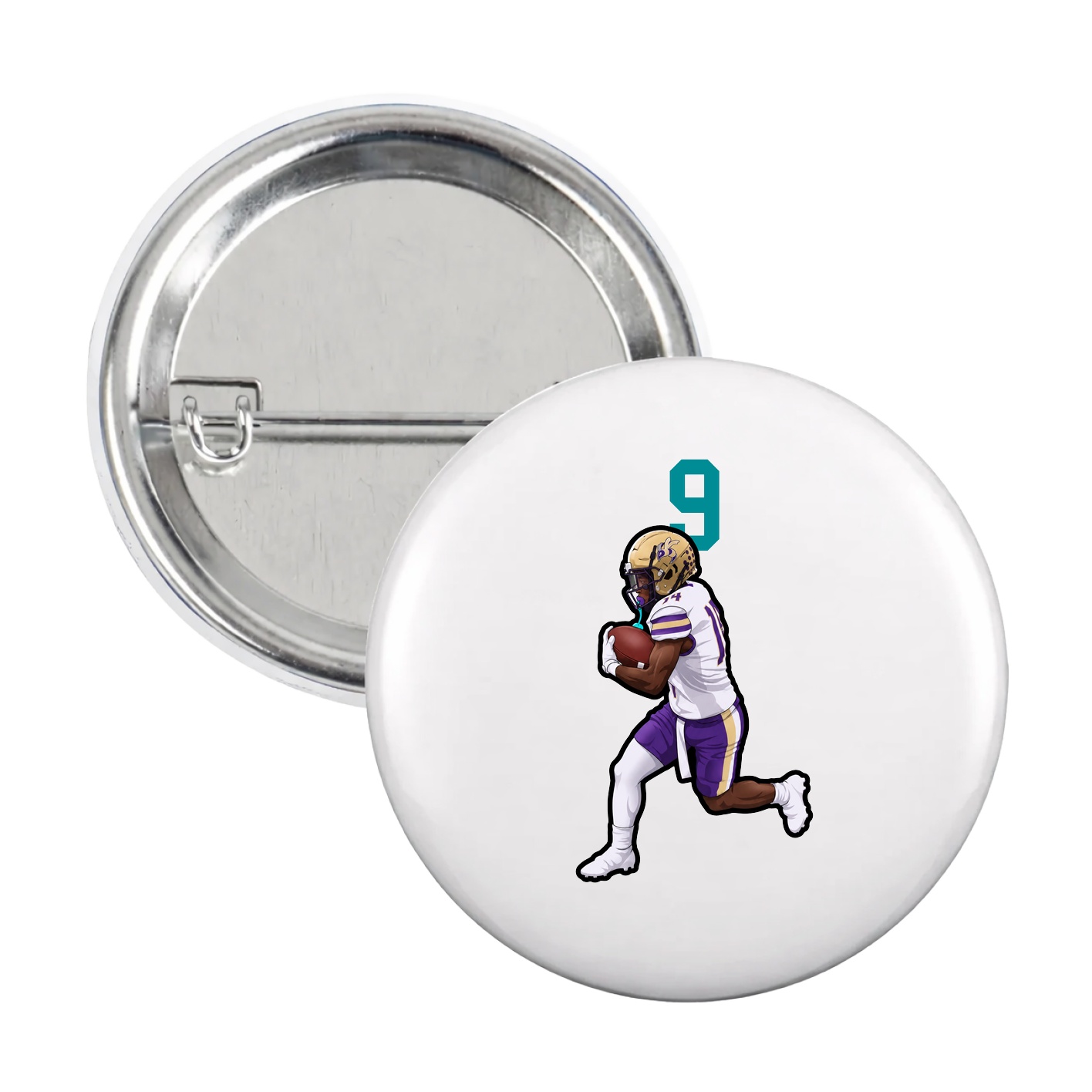 Game Day Button — Number Top in White