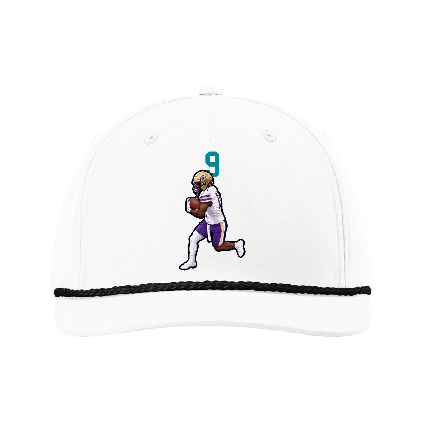 Five-Panel Classic Rope Cap — Number Top in White