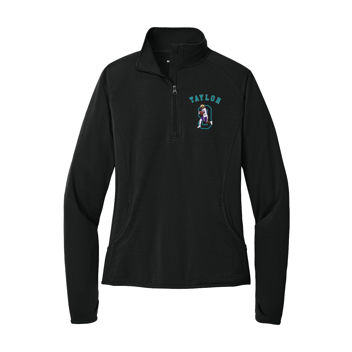 Women's Q-Zip Pullover — Shirsey Arch in Black