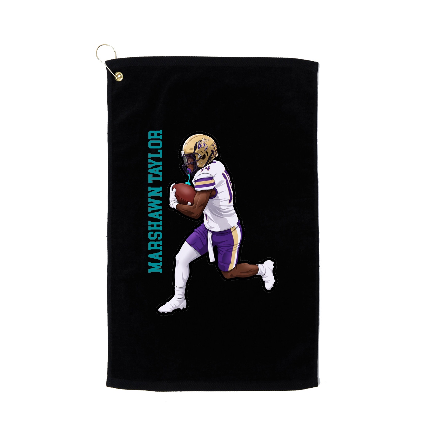 Golf Towel — Name Vertical in Black