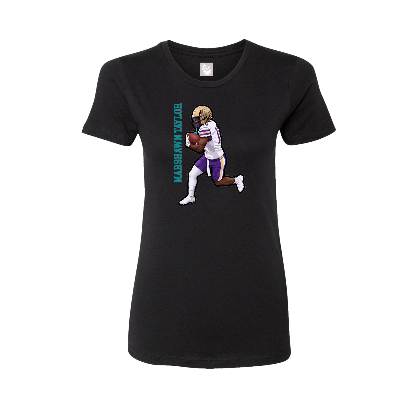 Fitted Women's Tee — Name Vertical in Black