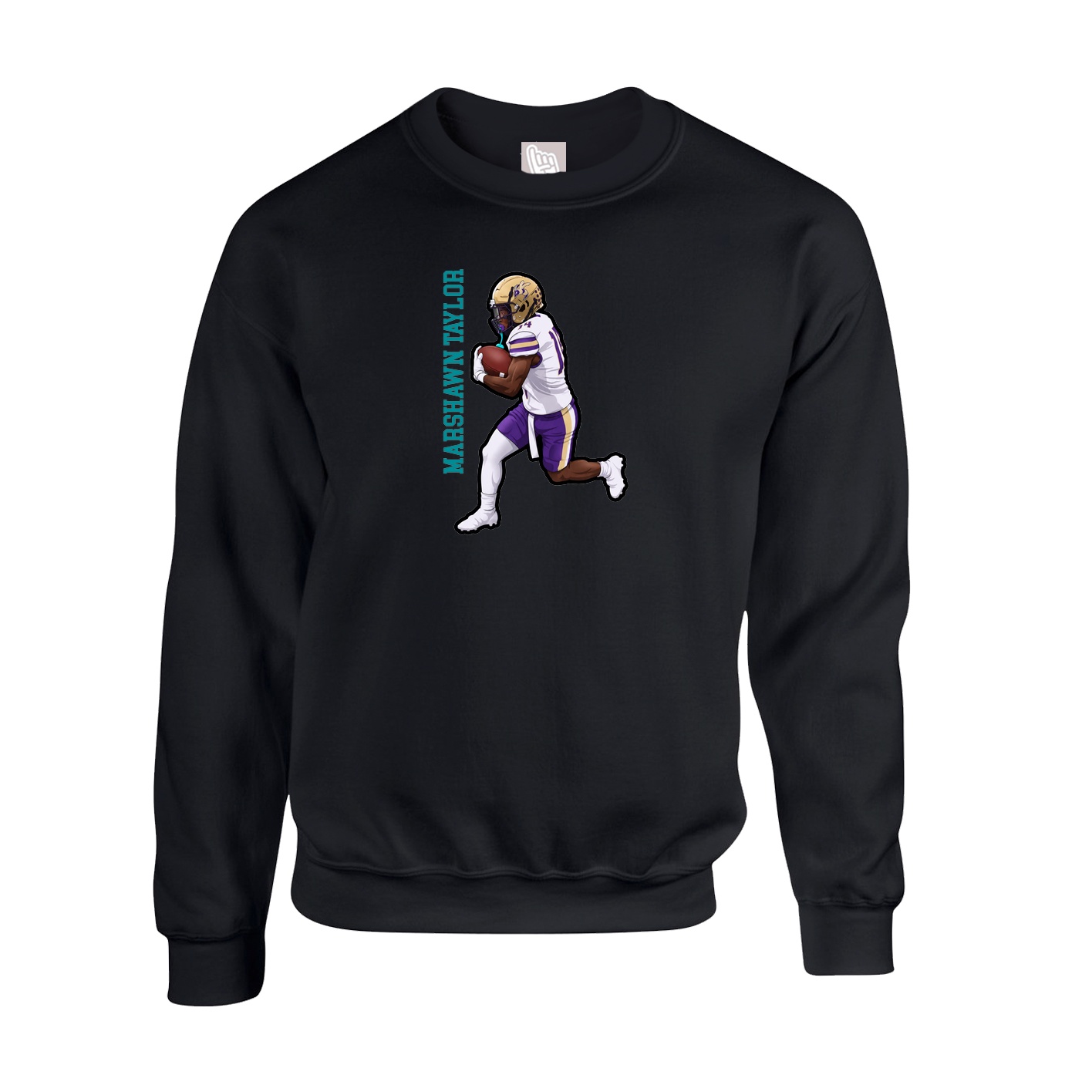 Fleece Crew — Name Vertical in Black