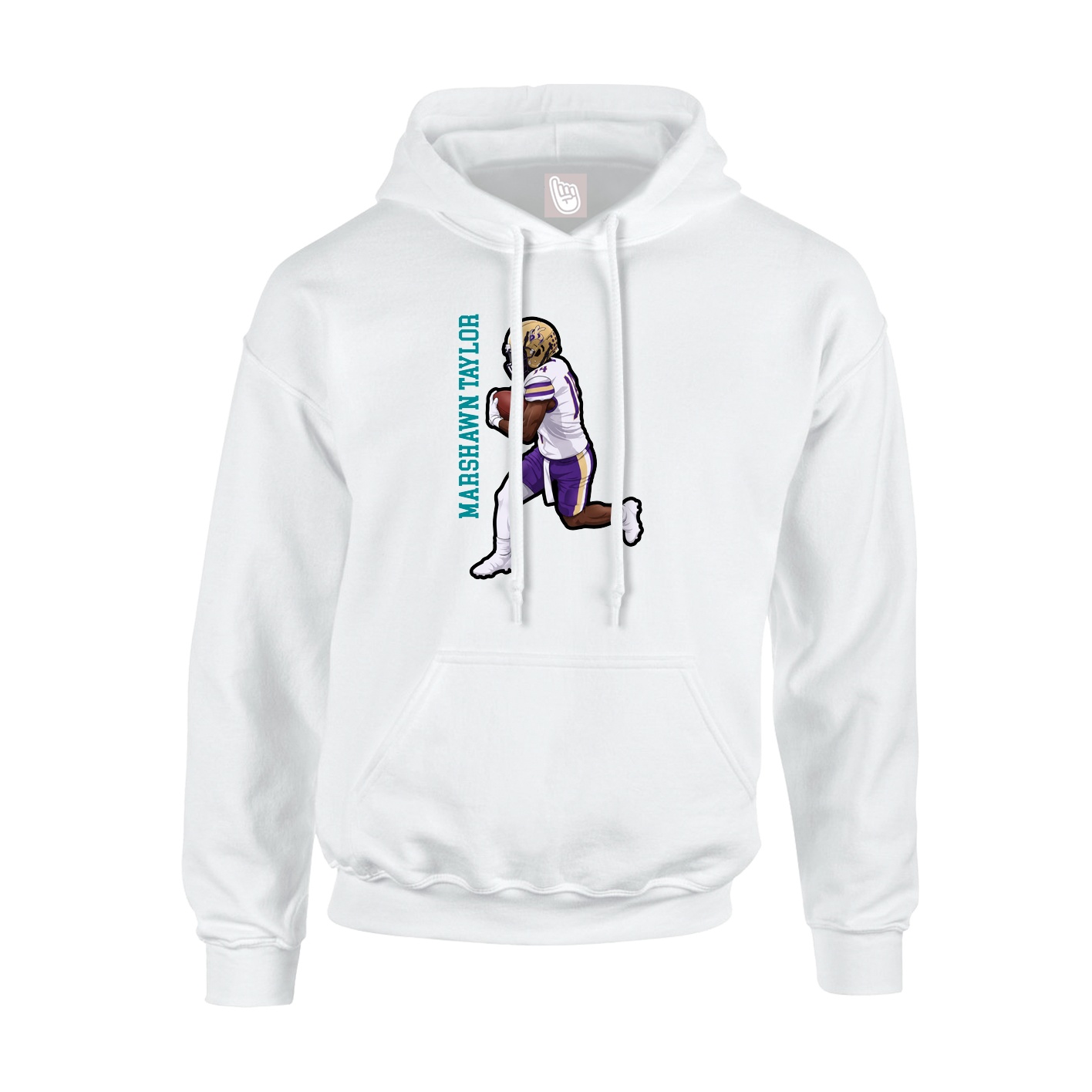 Youth Hoodie — Name Vertical in White