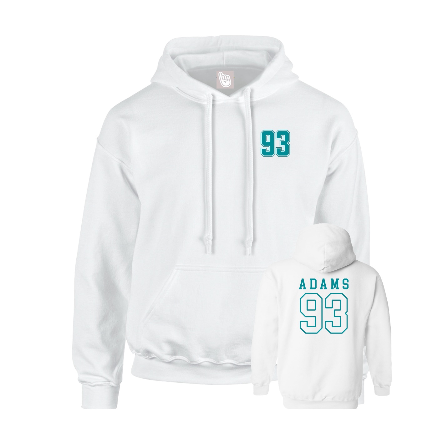 Youth Hoodie — Chest Back in White