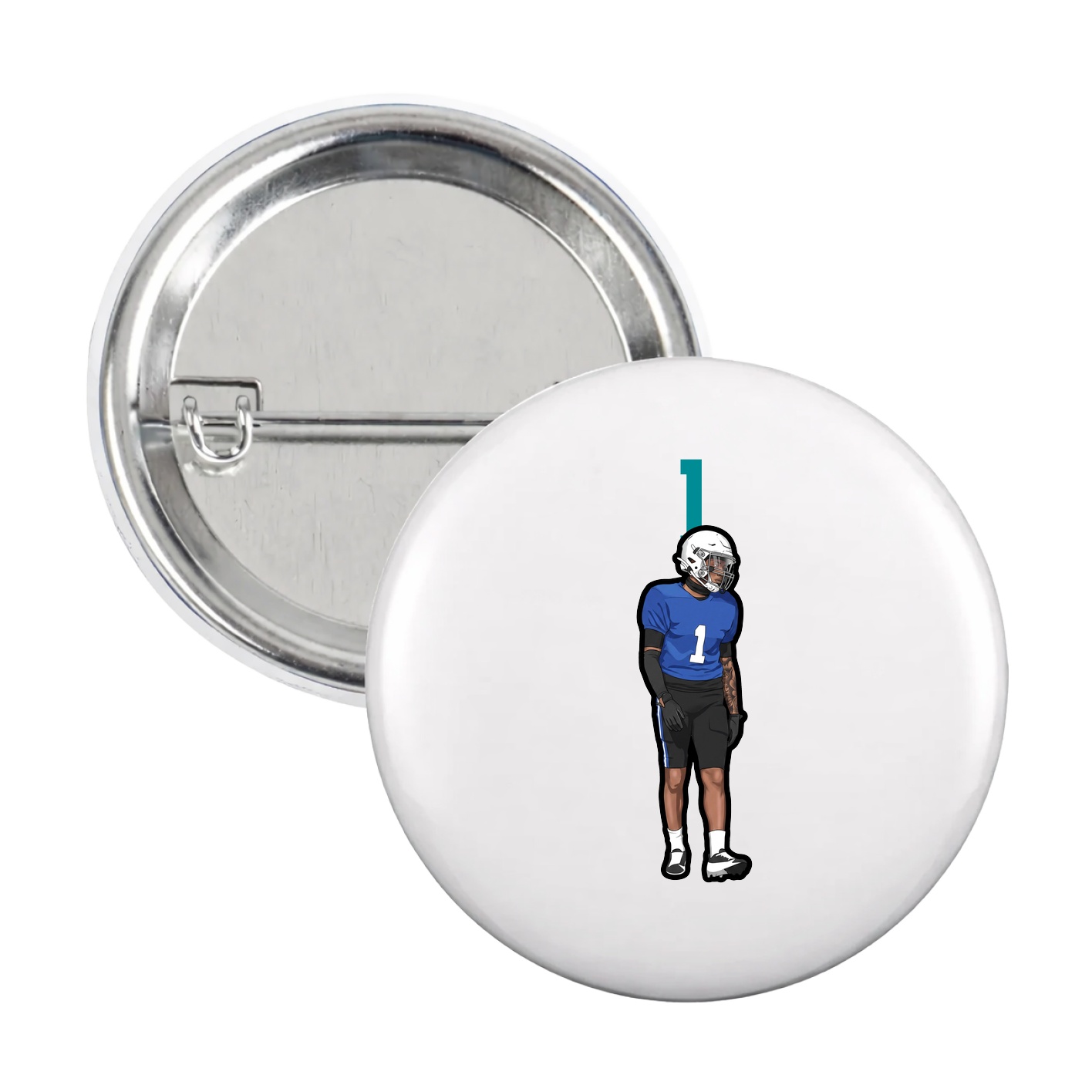 Game Day Button — Number Top in White