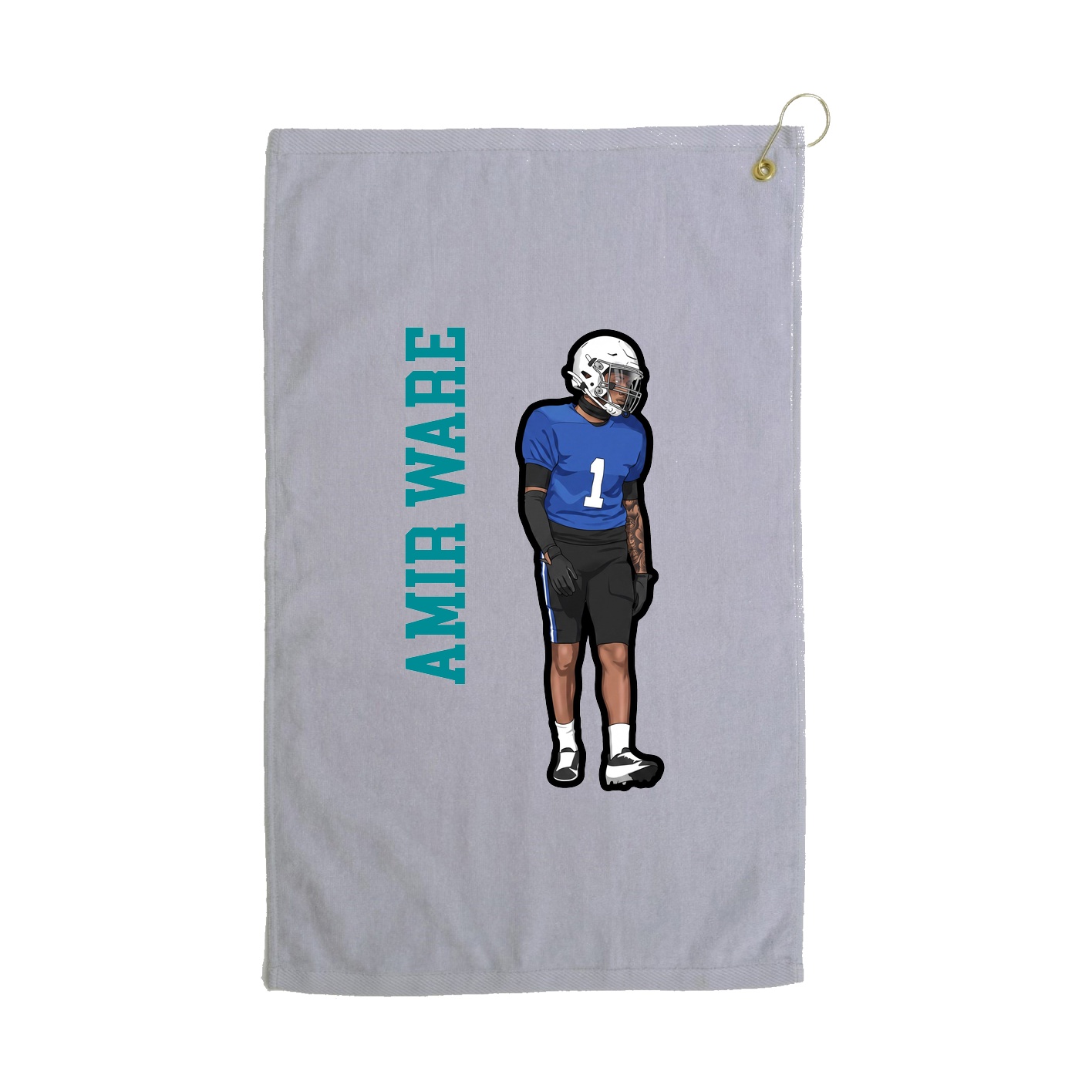 Golf Towel — Name Vertical in Grey
